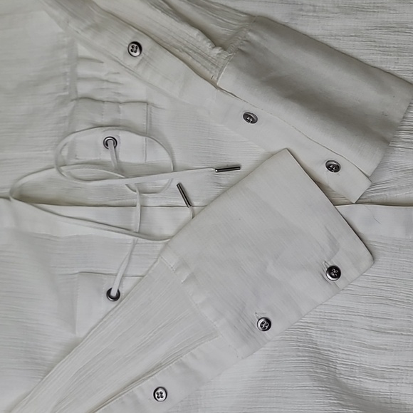 Helmut Lang Button down textured fitted blouse with  body tie - Picture 8 of 10